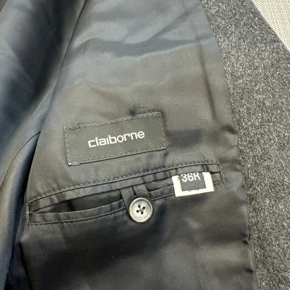 Claiborne Mens Blazer 36R Grey Wool Cashmere Blend Sport Coat Jacket Italy NEW‎